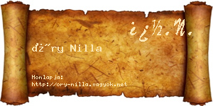 Őry Nilla névjegykártya